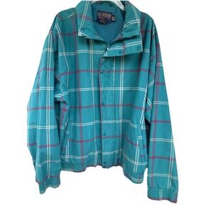 Vintage Duckster Mens Bomber Jacket 563 Jacket Green Geometric XL Long Sleeve